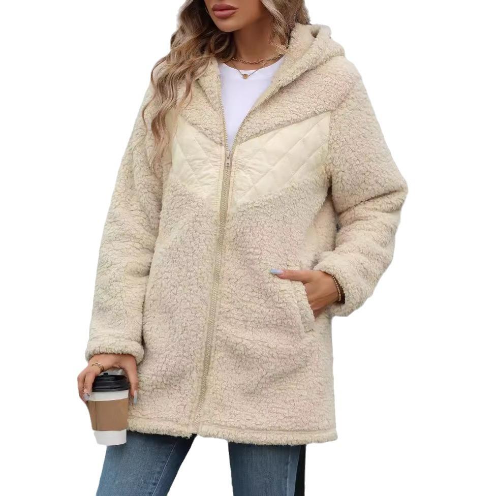 Vrouwen Sherpa Fleece Jassen met Capuchon, Fuzzy Warme Winterjassen, Teddy Jas met Ritssluiting, Lange Mouw, Buitenkleding met Zakken, Faux Shearling Jassen voor Vrouwen