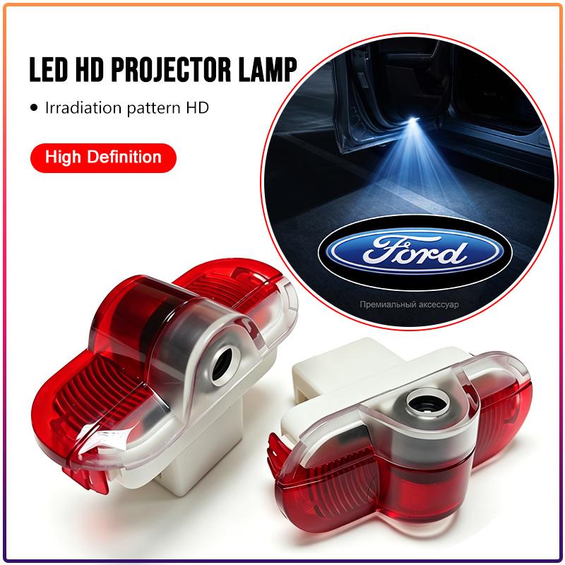 2pcs/Set Welcome LED Light Car Door Badge Wireless HD Projector Lamp For Ford Raptor Fiesta Focus 2 3 4 Mondeo Ecosport Mustang Fusion