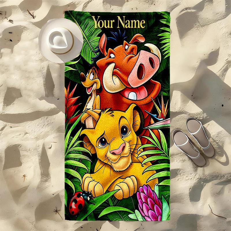 Custom Name Jungle Safari Stylish Digital Printing Beach Towel Quick‑Drying Absorbent Blanket for Beach Pool Gym Travel