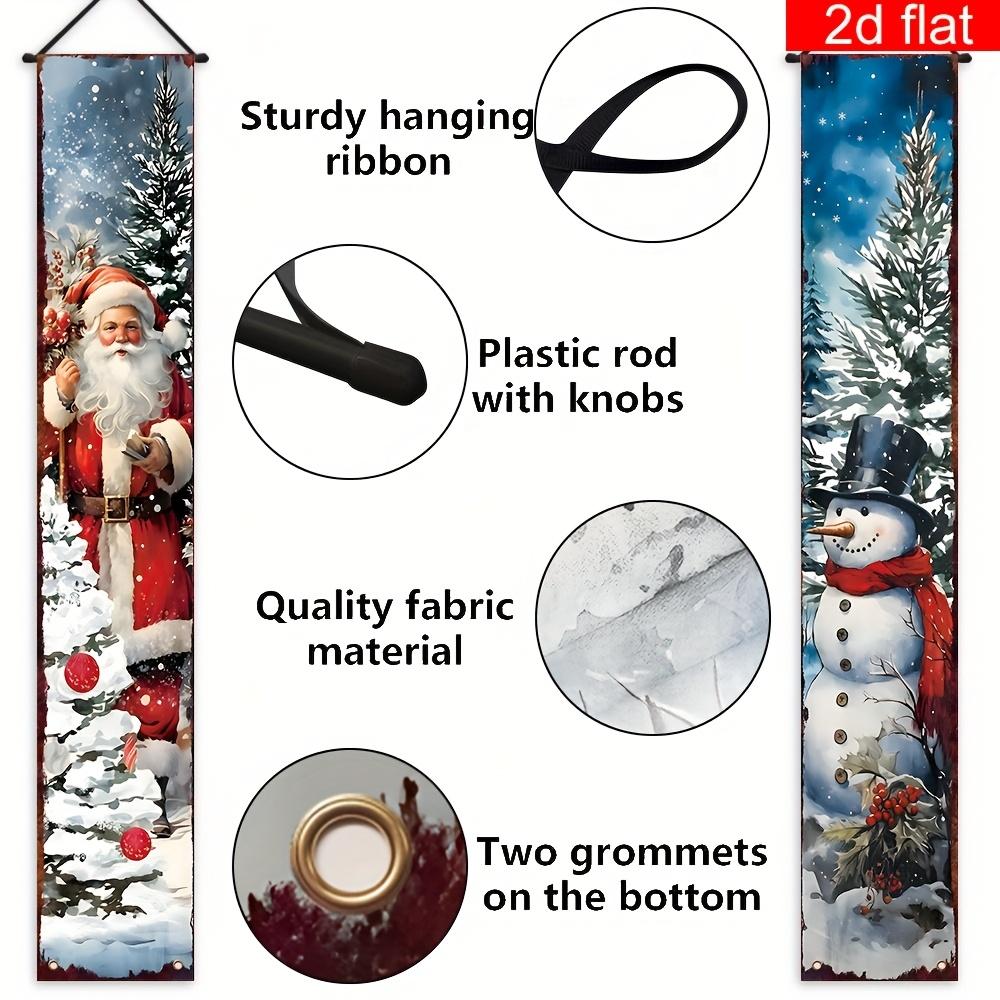 Merry Christmas Couplet Banner Santa Claus Snowman 1 Pair Polyester Indoor Outdoor Decor