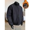 Unisex Dark Style Warm Winter Padded Jacket with Stand Collar
