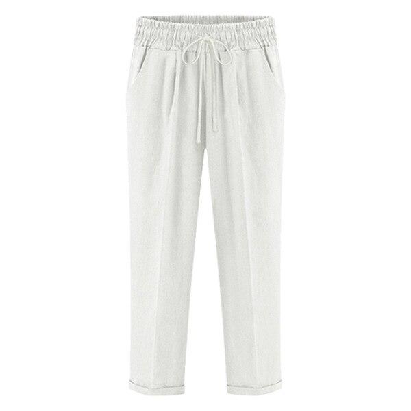 

Спортивные штаны из хлопка и льна, женские повседневные шаровары, свободные эластичные брюки с высокой талией, женские черные спортивные штаны, женские 6XL белый