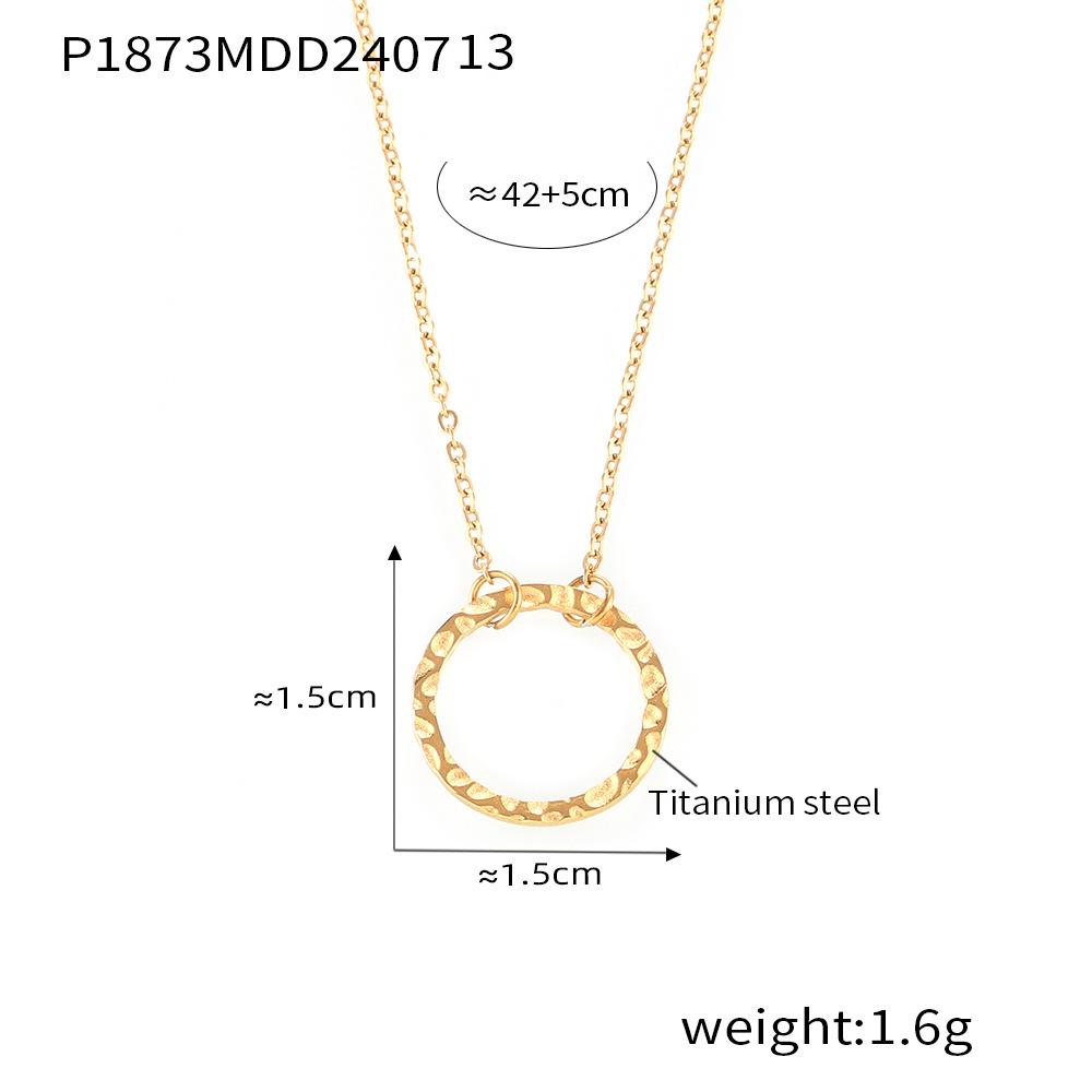 Korean Geometric Circle Pendant Y-Tassel Choker, Layerable Cool Style, Gold-Plated Titanium Steel Necklace