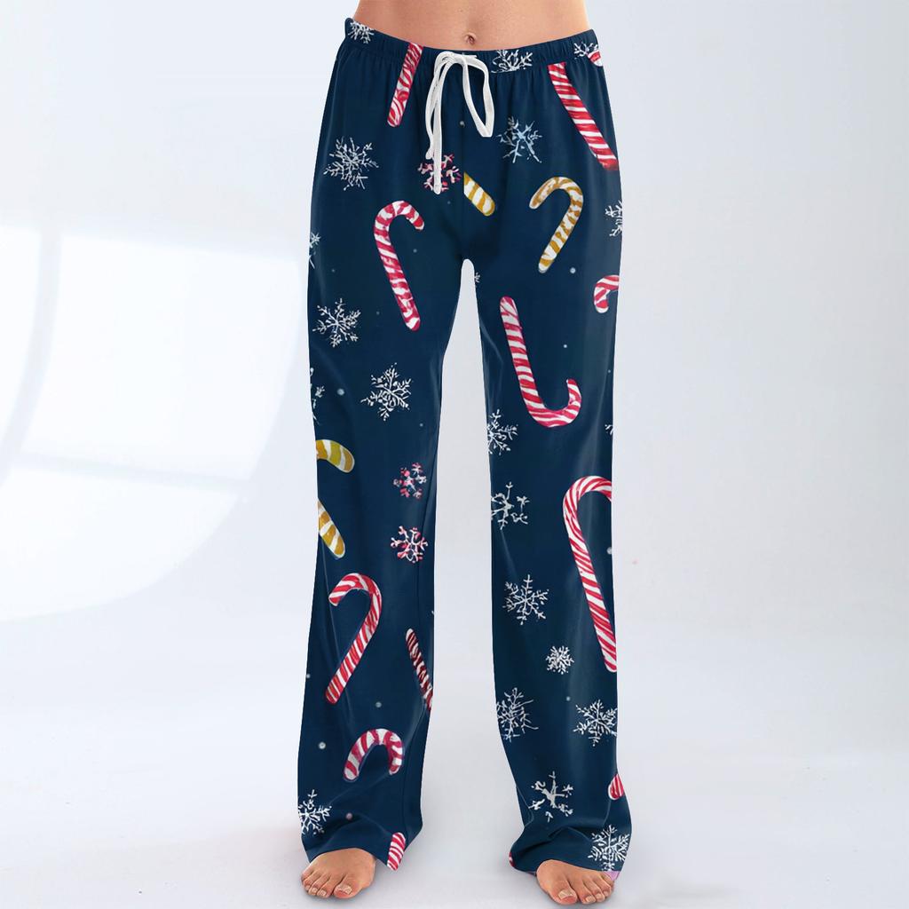 Women's Casual Fashion Christmas Printed Trousers Plush Casual Pants