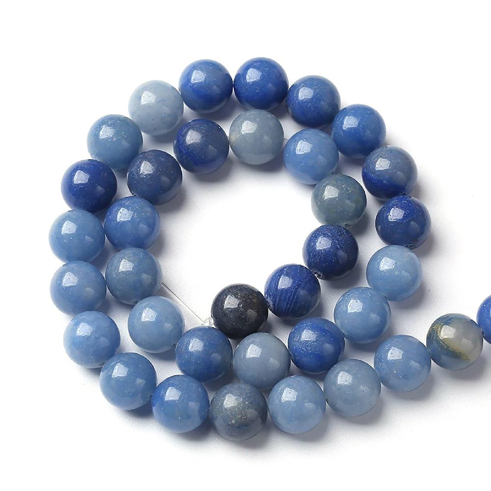 Blue Aventurine Stone Natural Round Beads 15"Strand Smooth Loose Spacer Beads 4/6/8/10/12mm for Jewelry Making DIY Bracelets Accessories