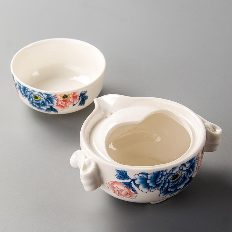 

Multiple styles travel teaware high quality beautiful and elegant Gaiwan teapot and cups porcelain tea set 1 teapot 1 tea cup