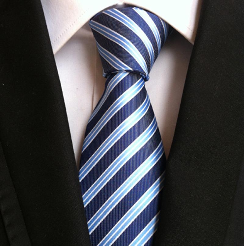 8cm Polyester Striped Men's Tie for Professional Business Attire