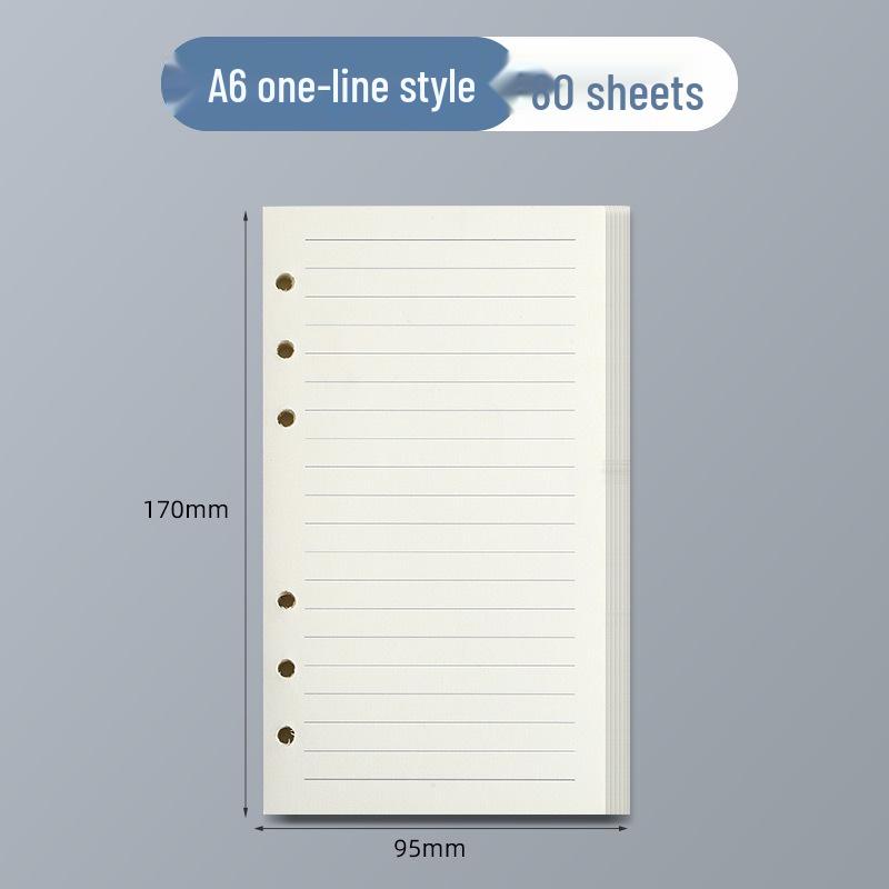 6-Loch A5 Kraftpapier Nachfüllung - 100g Blanko, karierte, linierte Seiten für Notizbücher
