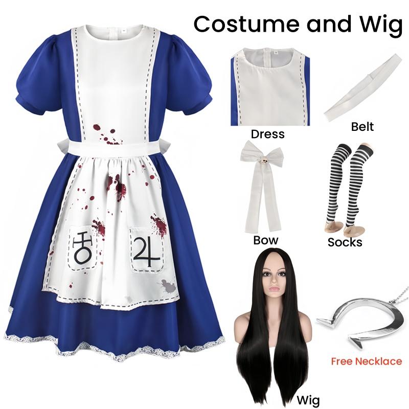 Anime Alice Princess Dress Maid Apron Dress Game Madness Alice Cosplay Costume For Women Girls Halloween Party