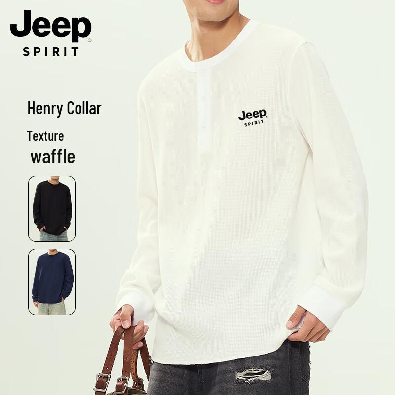 JEEP SPIRIT Men s Waffle Henley Long Sleeve T-Shirt 2XL