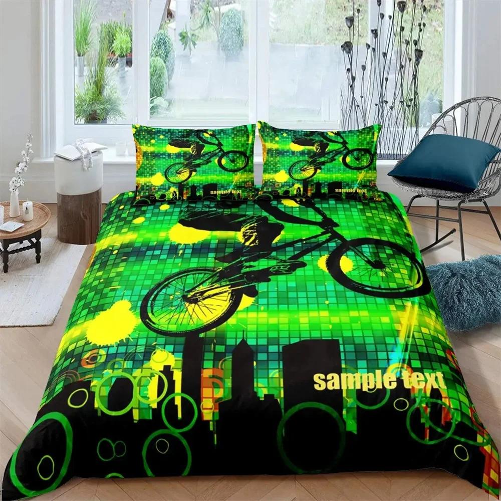 

Bicycle Duvet Cover Set Microfiber Mountain Bike Comforter Cover Sport Game Tie Dye Pattern King Size 2/3Pcs Twin Bedding Set 135x200cm 2pcs