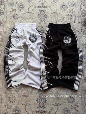 Herren Trendy Amerikanische Streetwear Jogginghose mit Pferde Einhorn Aufdruck