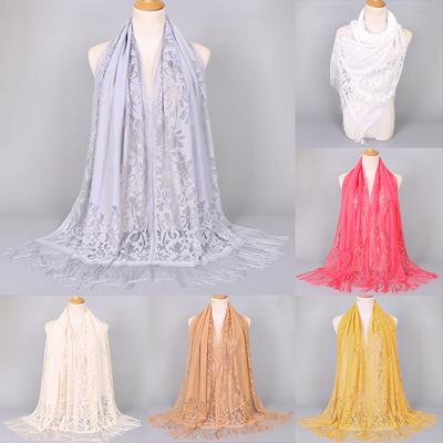 Floral Tassel Scarf Hollow Solid Floral Tassel Scarf