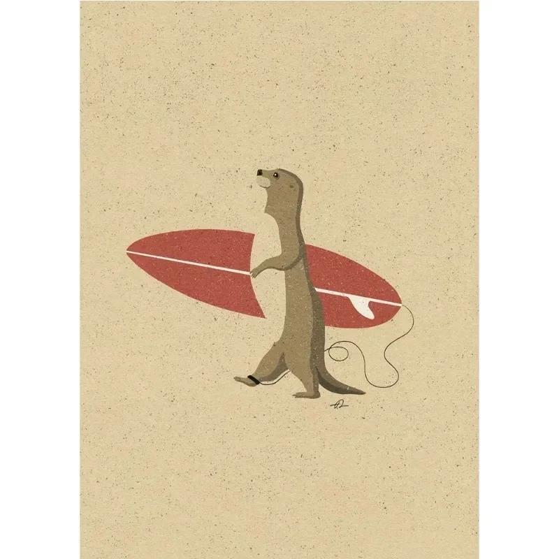 Funny Surfing Animal Retro Posters Canvas Painting Sloth Bear Panda Wall Art Picture for Modern Child Room Home Decor Art Gift