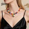 Short Collarbone Necklace Colorful Chunky Beaded for Women Resin Beads