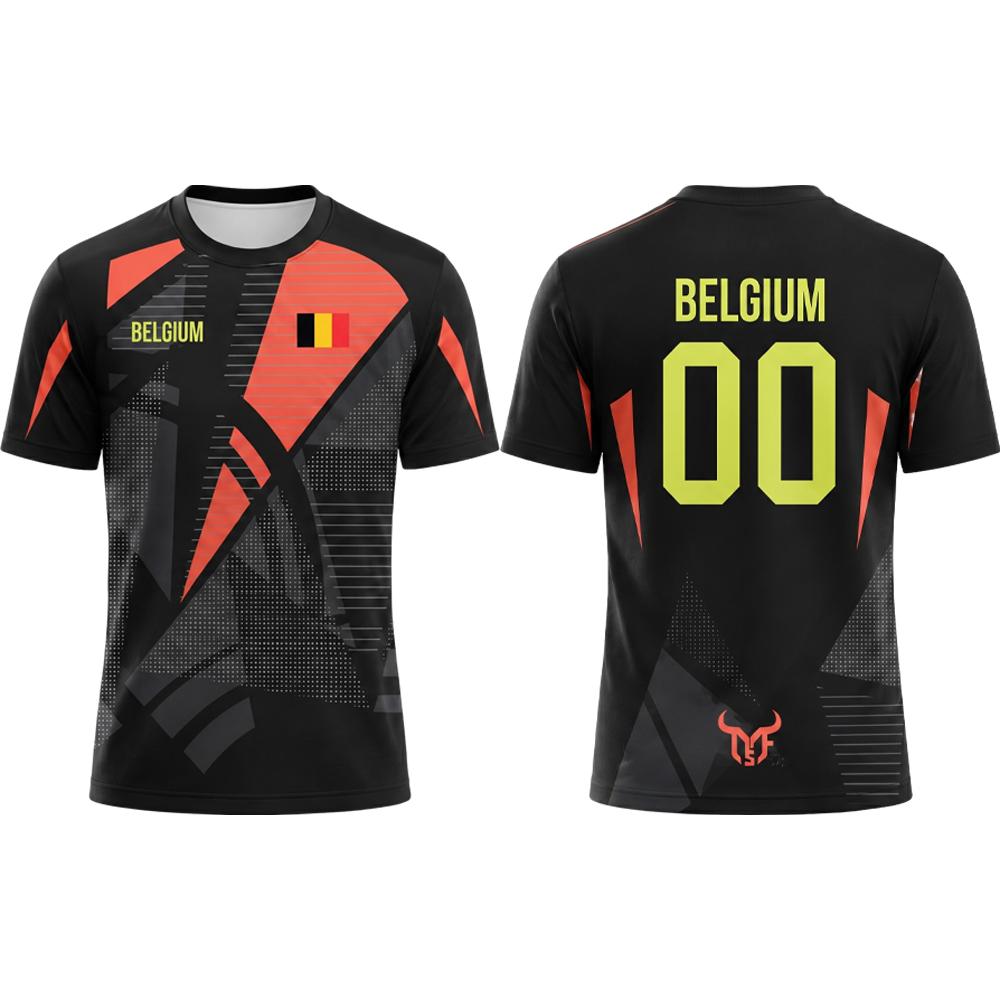2026 Neue Belgien Flagge Print Fußballtrikot Sommer Herren Schnelltrocknend Atmungsaktiv Fußball Trainings-T-Shirt Unisex Lässiges Sport Oberteil