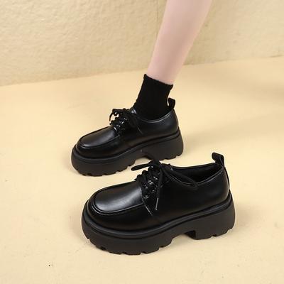 Petites chaussures en cuir style britannique automne nouveau lacets semelles épaisses semelles souples muffin mocassins rétro chaussures simples