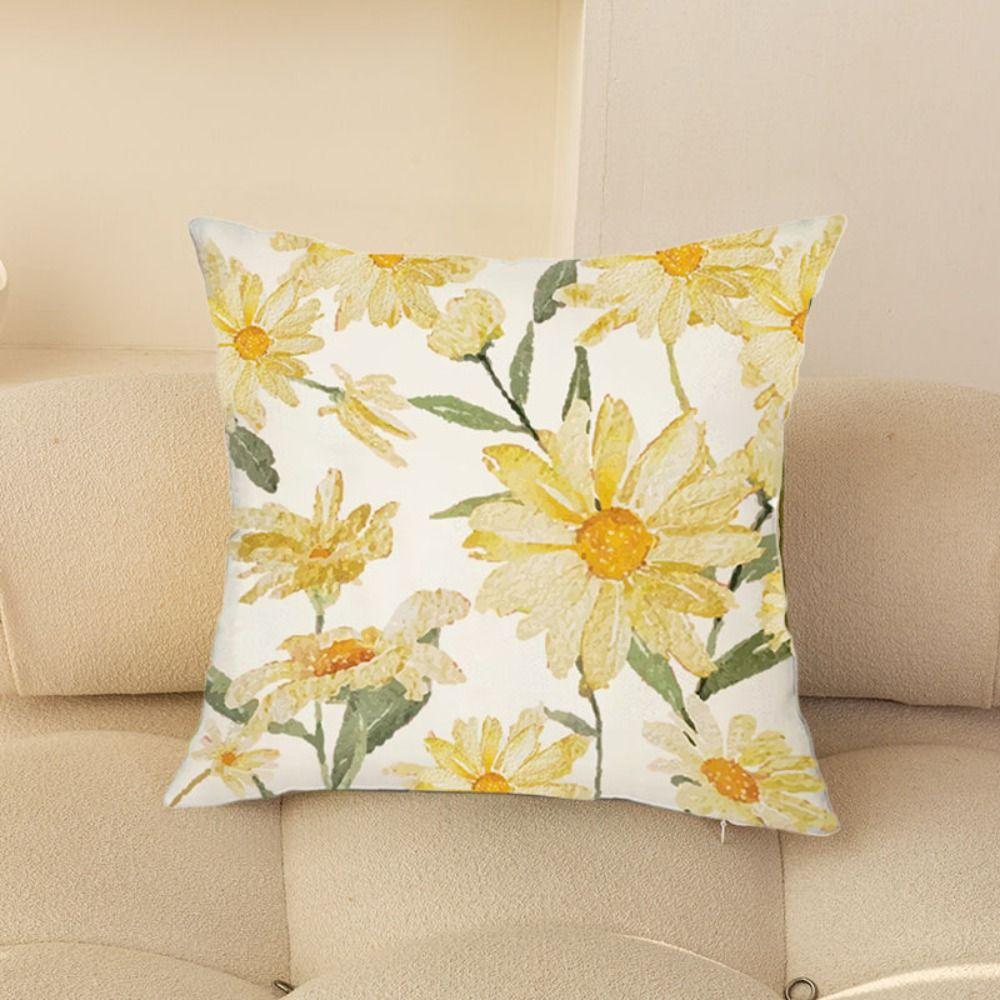 INS Style Throw Pillowcase Square Pillow Cover Flower Printing Cushion Cover Living Room/Office