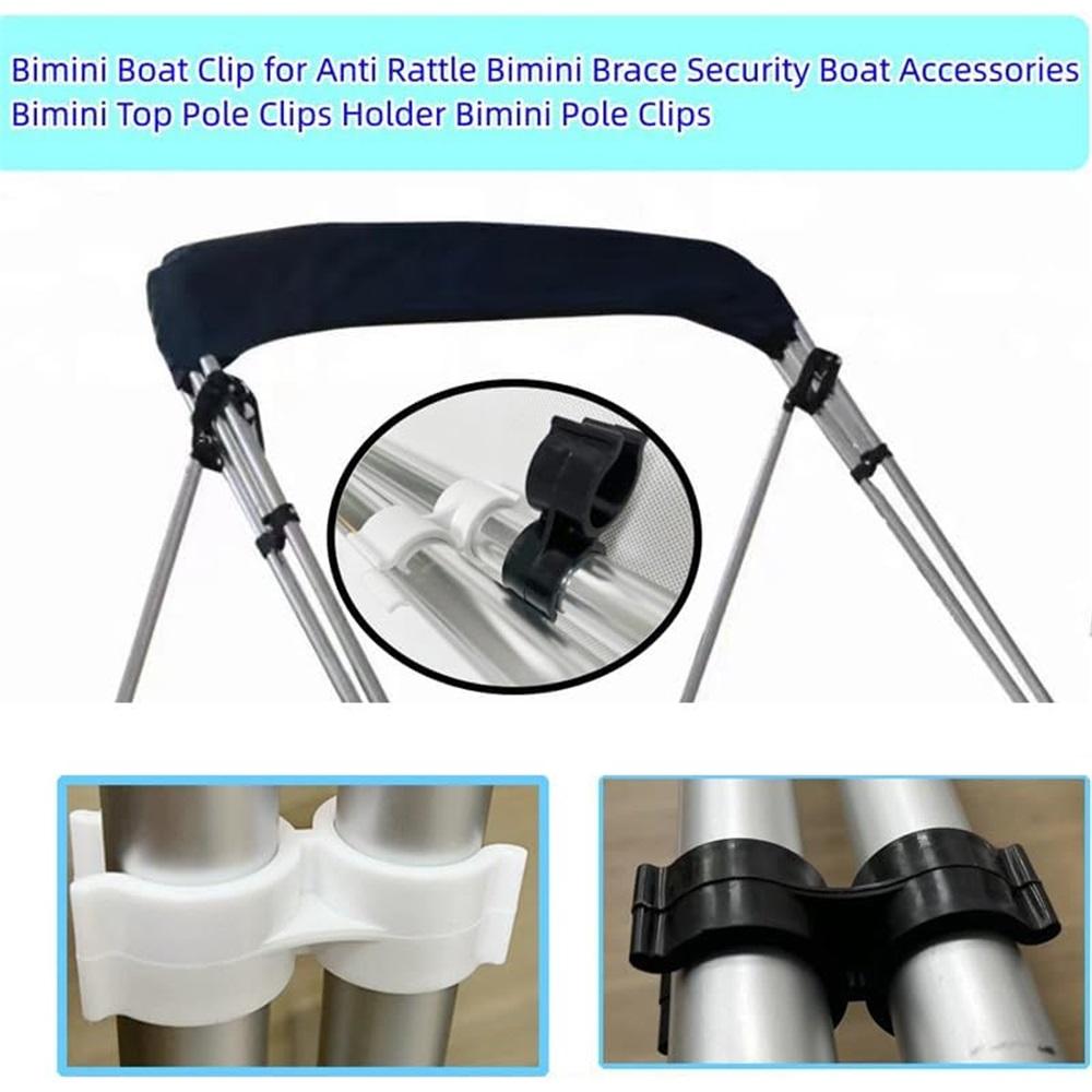 8-Pack Anti-Wobble Bimini Clamps – Nylon Boat Top Clamps For 7/8-1" Tubing – Black/White Marine Grade For Bimini Tops, Boat Hooks, Ladders
