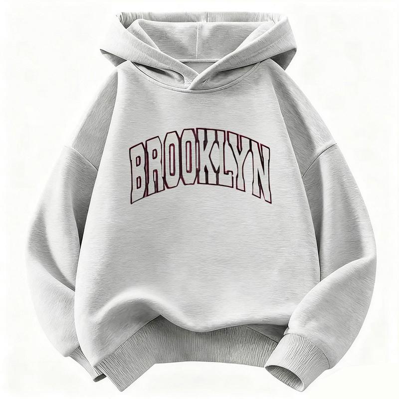 Bluza Brooklyn z nadrukiem liter Modna bluza z kapturem dla dzieci Bluzy casual dla chłopców i dziewczynek Ubrania