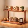 Versatile 2-Tier Wooden Storage Rack for Kitchen & Tea Room - Countertop Organizer with Decorative Handles, Ideal for Spices