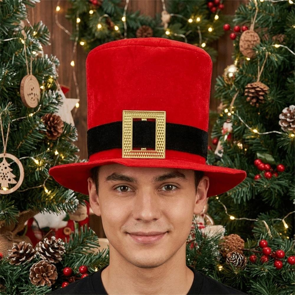 Black Belt Christmas Top Hat Red Cowboy Hat Simple Santa Claus Hat  Party
