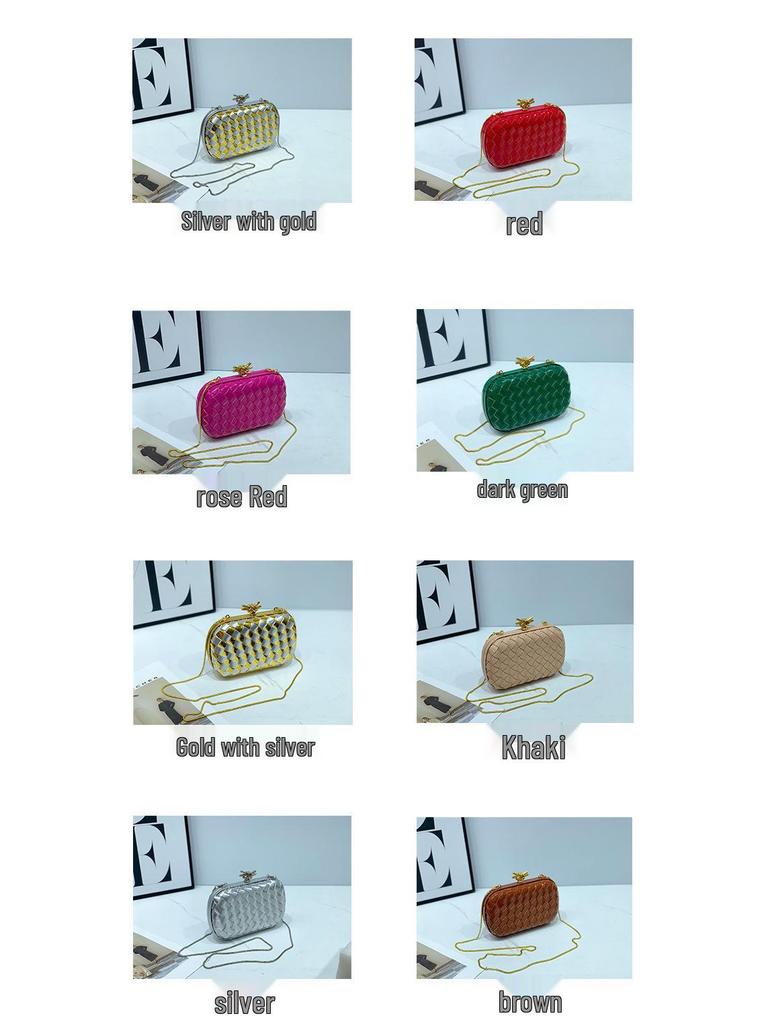 Elegant Luxury Evening Woven Chain Clutch - Women's High-Style Shoulder Bag