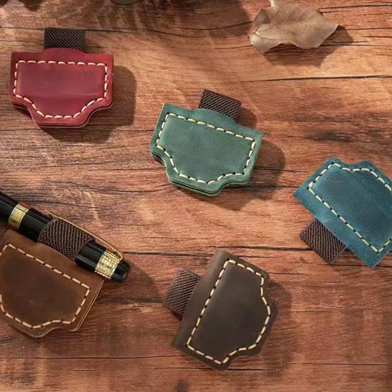 Personalized Magnetic Bookmark Faux Leather Page Holder with Pen Clip Retro Logo Bookmark for Journals Notebooks Book