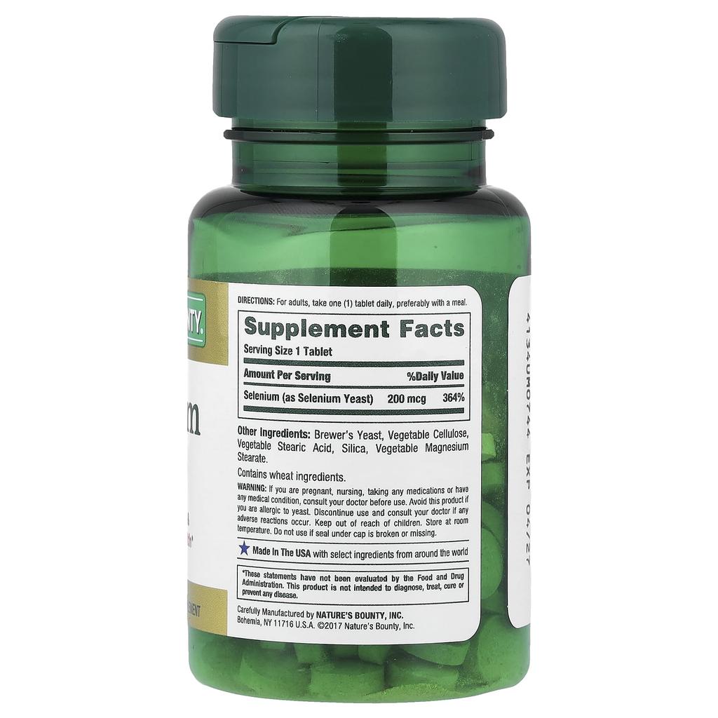 Nature's Bounty Selenium, 200 Mcg, 100 Tablets