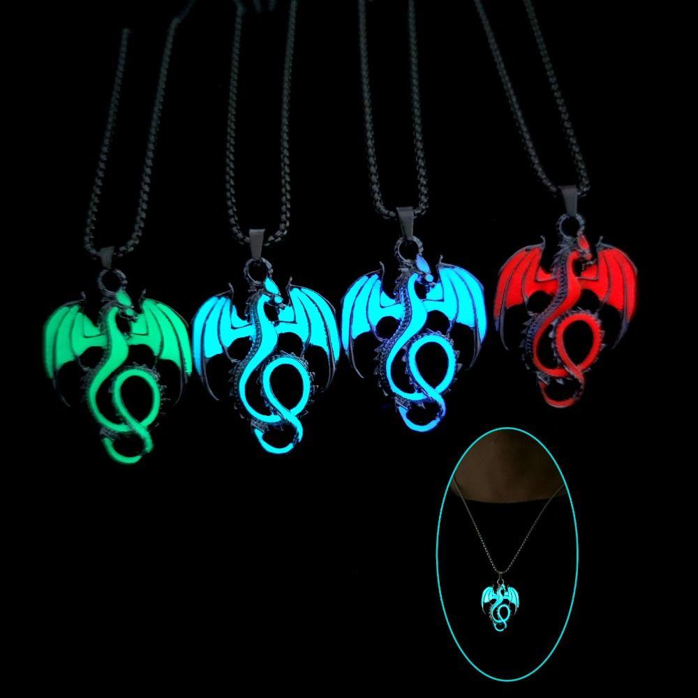 Punk Style Halloween Necklaces Dragon Hip Hop Neck Chains Cool Luminous Pendant Necklace  Women Men
