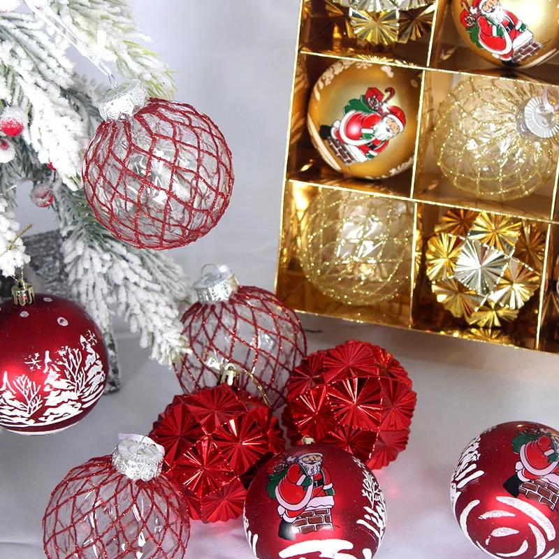 Festive 8cm Christmas Snow Ball Ornaments for Tree Decoration Holiday Party Seasonal Decor