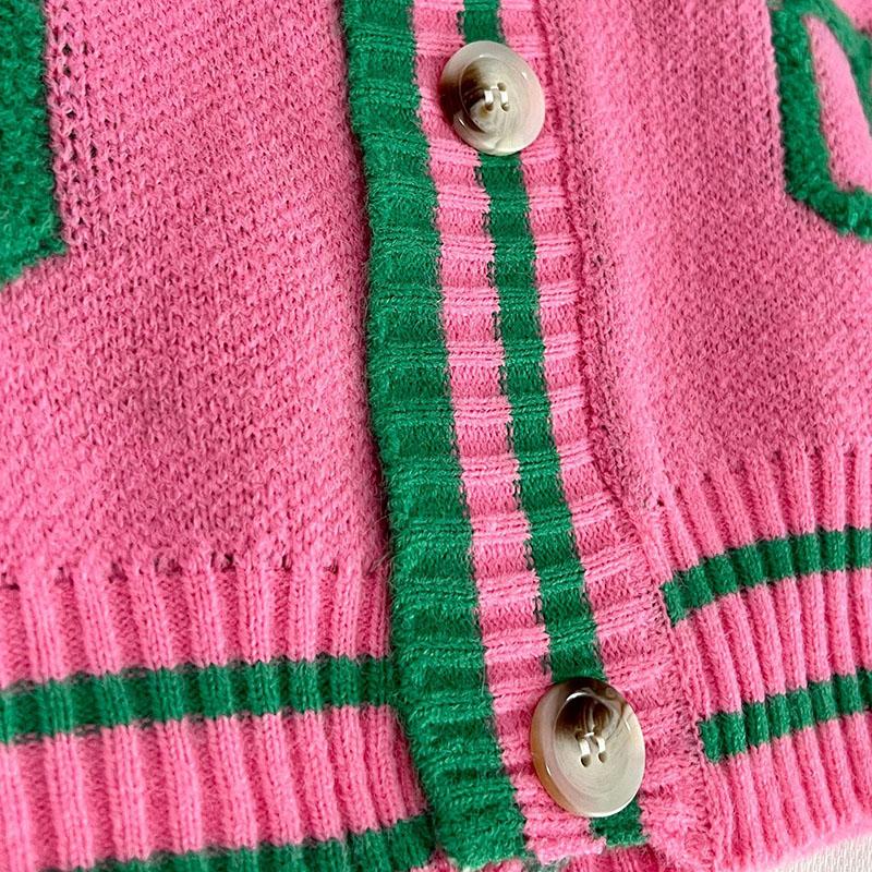 Embroidered Knit Cardigan Women's Loose Sweater V-neck Long Sleeved Single Breasted Buckle Thick Coat Warm Comfortable Casual Commuting Autumn Winter