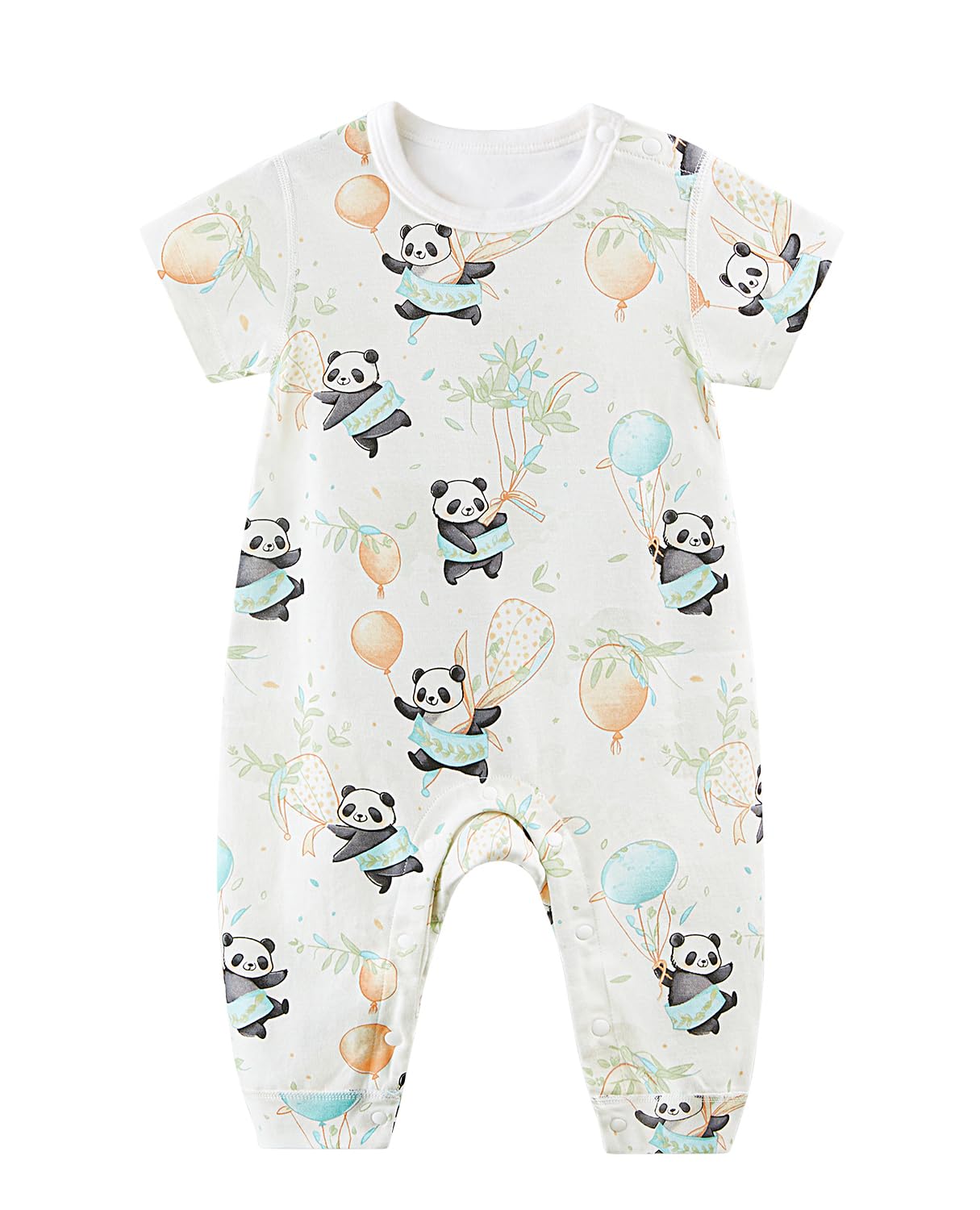 

Hapipana Baby Romper with Short Sleeves and Pants for Spring, Summer, and Fall. 100% Cotton Coverall with Shoulder Snaps. Gentle on the Skin, Cute Ani