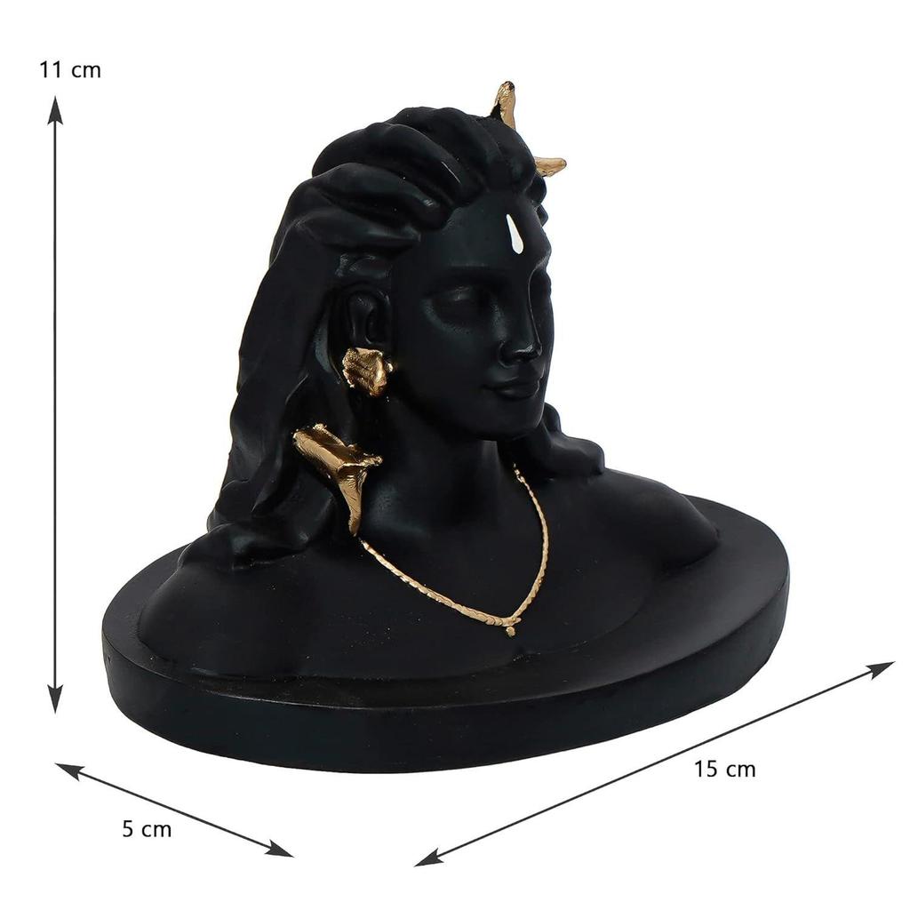 Black Resin Adiyogi Shiva Statue for Car Dashboard| Adiyogi Statue for Home Decor Pooja Room Office| Mahadev Murti Lord Shiva Idol