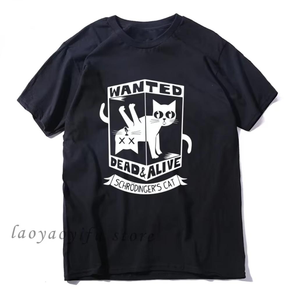 

Женская Мужская Футболка Забавная Футболка с Графикой Кота Шрёдингера Унисекс Повседневная Футболка с Коротким Рукавом Летняя Футболка Оверсайз Ropa Hombre XXXXXL чёрный