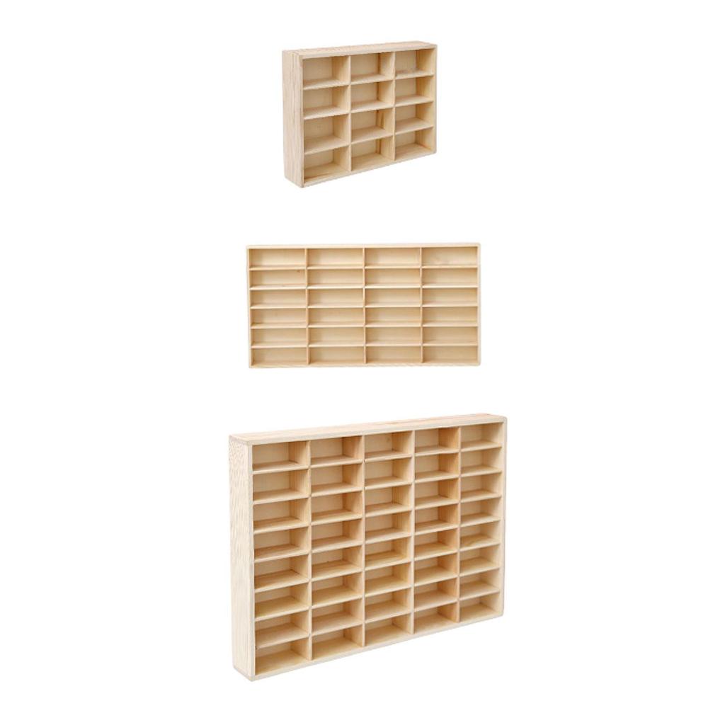 Wooden Storage Divider Box Showcase Organizer Cabinet Display Box for Doll Personal Collectibles Action Figures Tiny Dolls