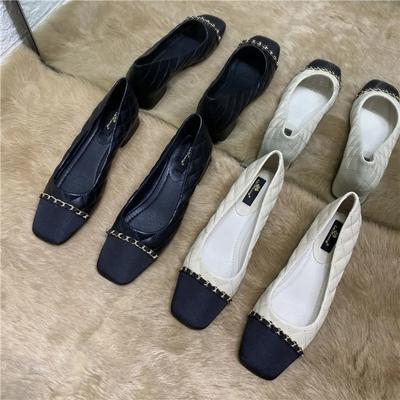 Fashion Block Heel Square Toe Women's Shoes Low Elegant Ladies Footwear Office Luxury Leather Casual Shoe With Comfortable Popular L A
