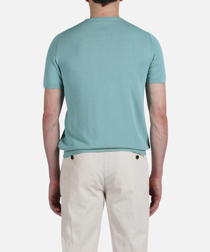 PANICALE Aqua Herringbone Cotton Short Sleeve Knit