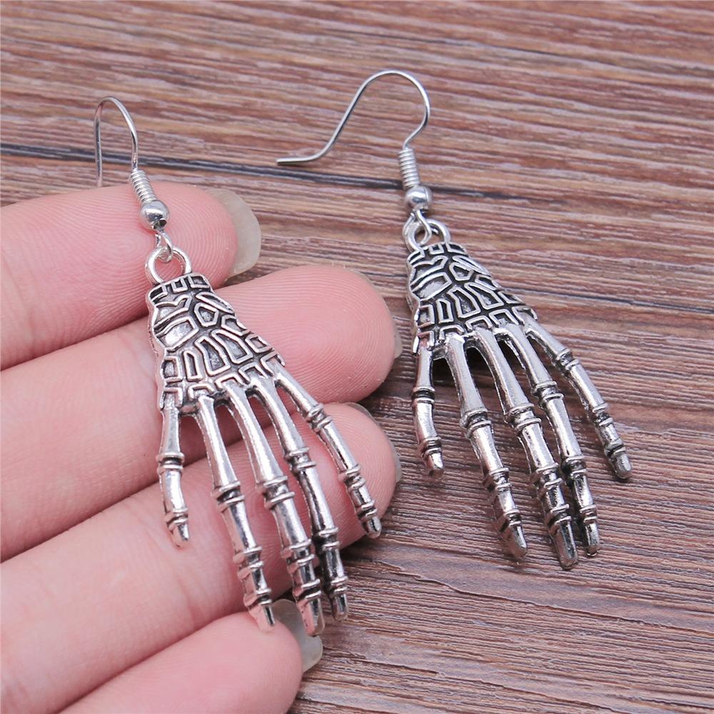 10 Stijlen Mode Antiek Brons Antiek Zilver Kleur Gotisch Skelet Handpalm Fatima Hamsa Hand Oorbellen Hangend Druppel Voor Vrouwen