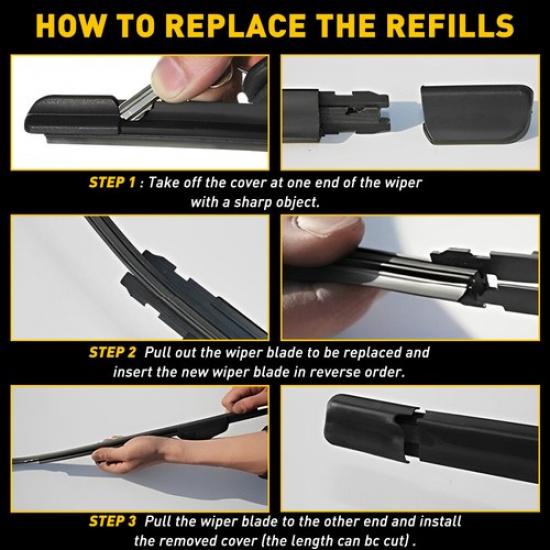 4PCS 28" 6Mm Car Bus Rubber Universal Frameless Windshield Blade Wiper Refill