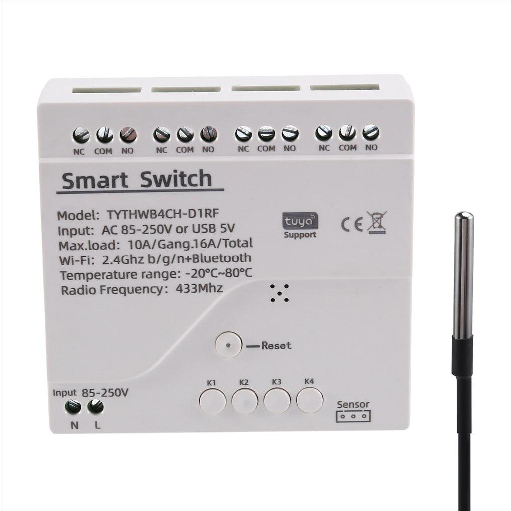 Tuya WiFi Smart Switch Temperature Sensor Monitor AC 85-250V Wireless Smart Switch for Home
