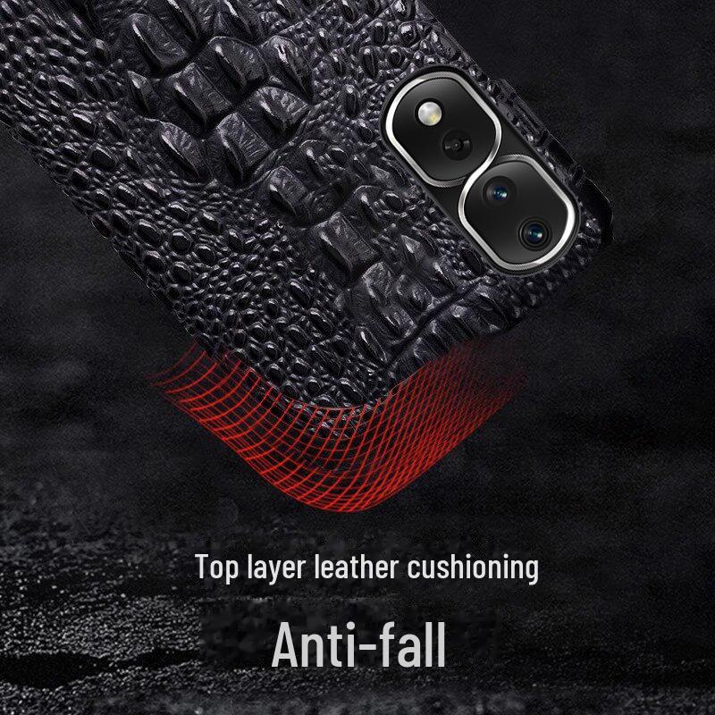 Honor 30/30 Pro Genuine Leather Case - Cowhide Dragon Head Pattern, Half-Cover Design, Fits Honor 30 Youth Edition