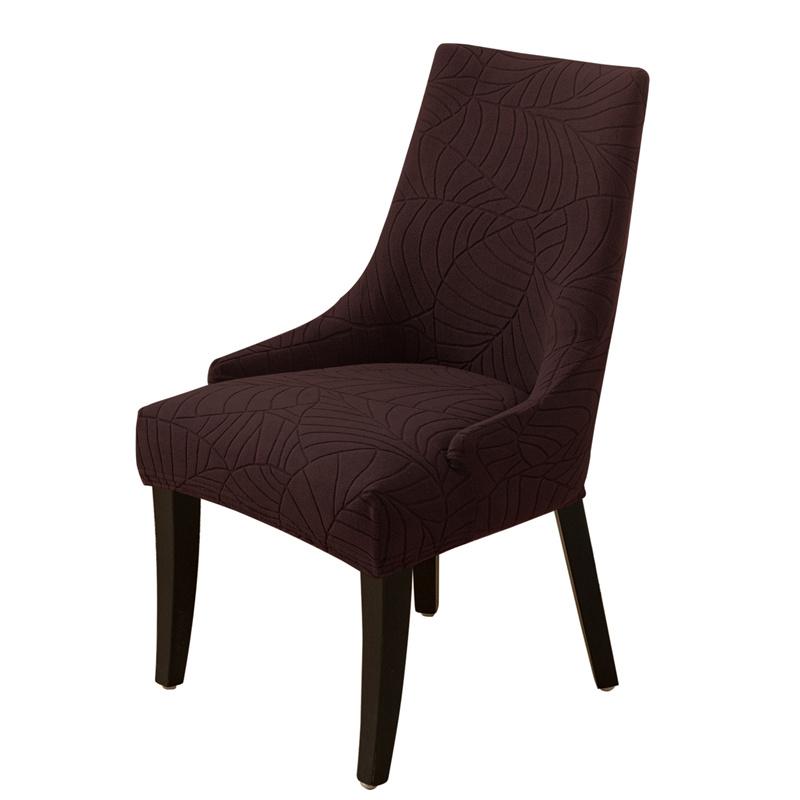 1PC Leave Jacquard Chair Cover Anti-dirt Solid Color Chair Slipcover Washable High Sloping Seat Case for Banquet Home Decor