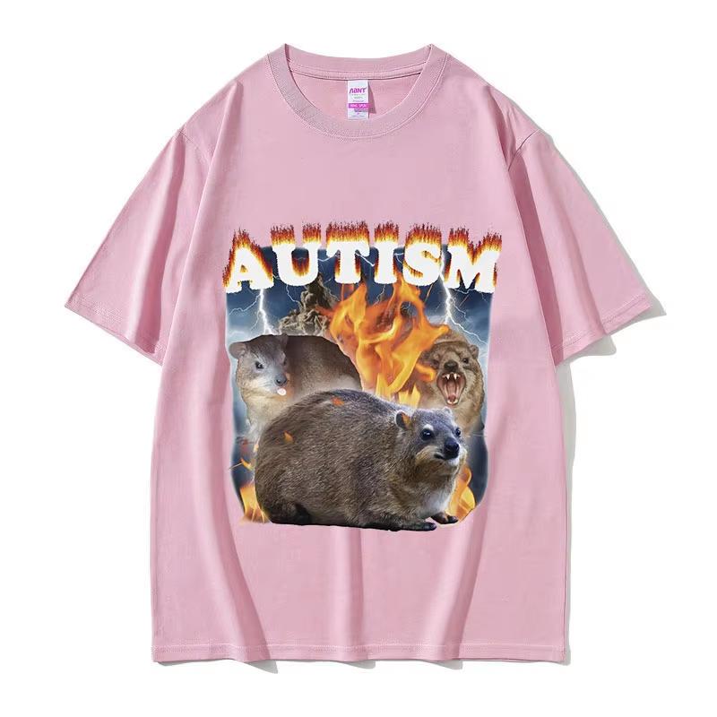 Funny Autism Hyrax Meme T Shirt Men Fashion O-Neck High Quality Fashion T-shirts Unisex Retro Harajuku Oversized Cotton T-shirt