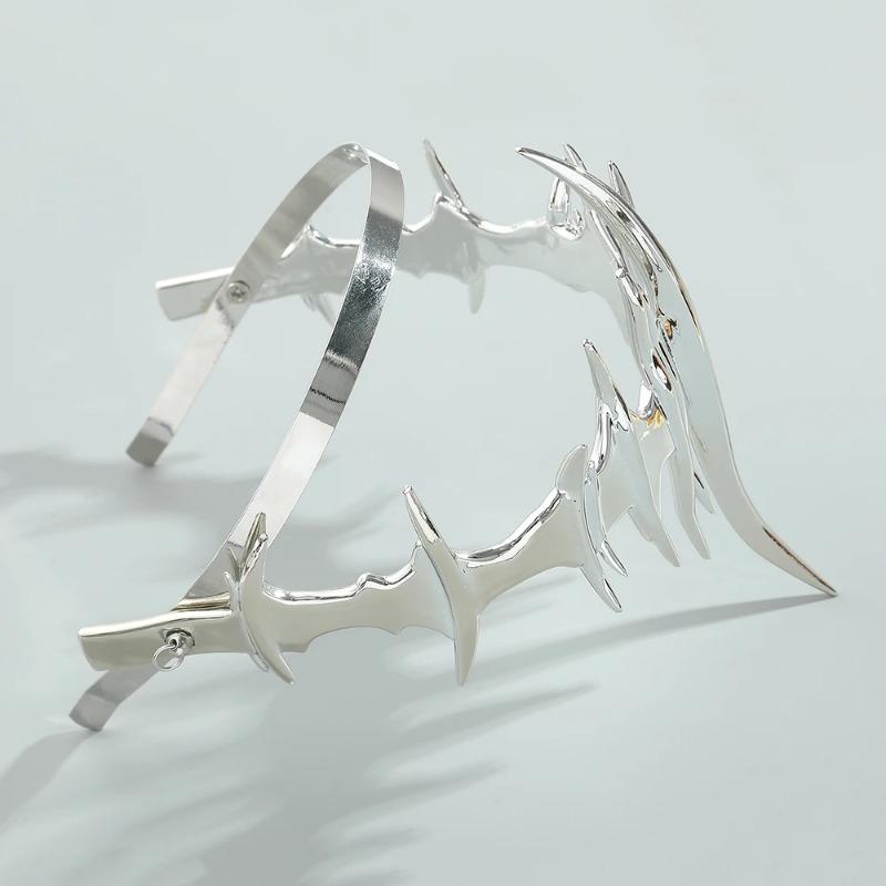 Luxe Onregelmatige Cyberpunk Masker Overdreven Zilverkleurig Gezichtssieraad Bedeltje Punk Rock Hoofddeksel Accessoires Voor Vrouwen Mannen Feestcadeau