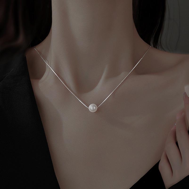 Stylish Charming 925 Sterling Silver Necklace High Quality Hypoallergenic Silver Plated Pearl Pendant Necklace for Women