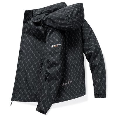 Outdoor Hooded Jacket for Men's Top Work Jacket Men's Trench Coat