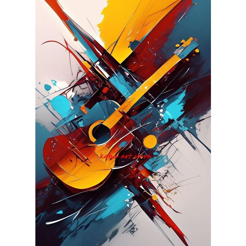 Musical Instruments Guitar Saxophone Piano Clarinet Abstract Posters Prints Canvas Painting Wall Picture for Living Room Decor