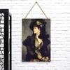 Vintage European Noble Lady Portrait Metal Tin Painting Living Room Wall Art Decor Hanging