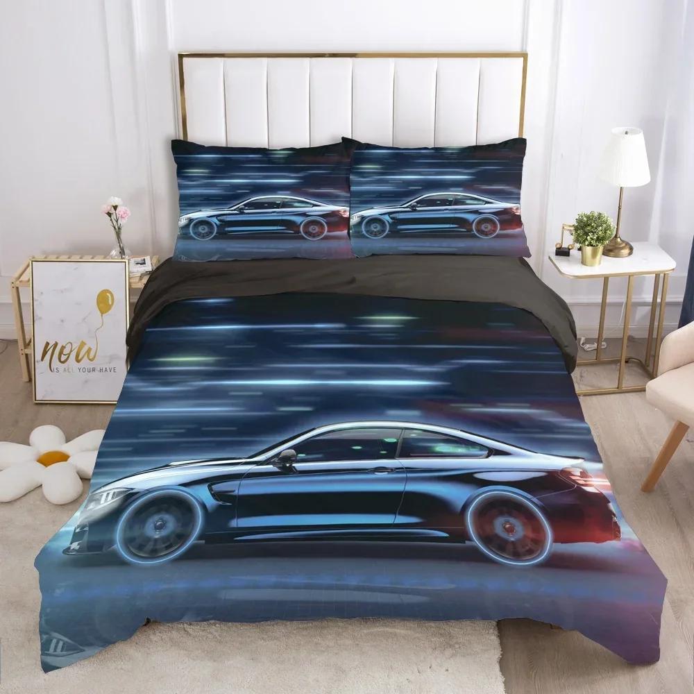 Luxury New 3D Print Cars Vehicles Bedding Set Boys Bedroom Decor Quilt Cover Pillowcase Cars Racing Print Bed Linen Set